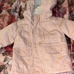 Cat & Jack Baby Girls Light Pink Hooded Jacket Size 12 Months Cozy Sherpa
